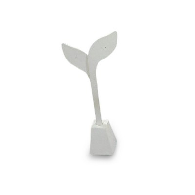 White Leatherette Leaf Earring Stand