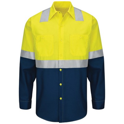 Red Kap Long Sleeve Hi-Visibility Color Block Work Shirt