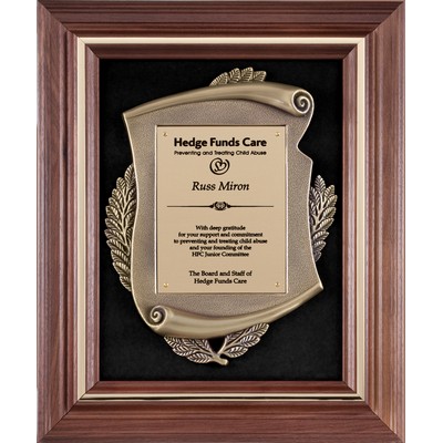 Walnut Plaque with Metal Casting, 11 1/2 x 13 1/2"