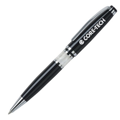 WM Series Ball Point Pen - Black Pen / White marble ring