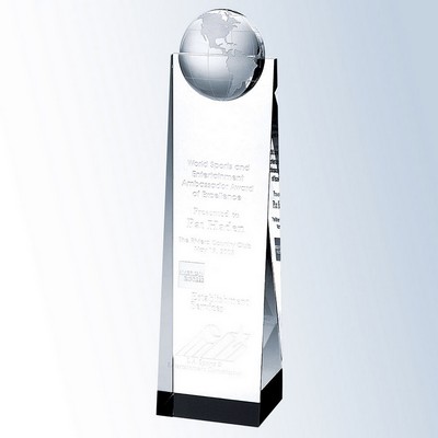 Crystal Globe Tower Award, Large (2 3/4"x11")