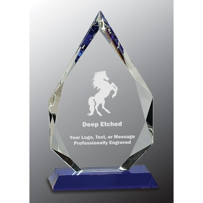 10" Diamond Crystal Award on Blue Pedestal Base