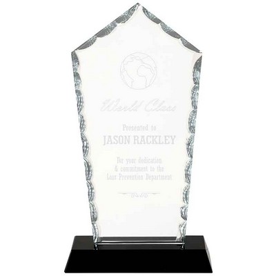 7 3/4" Diamond Facet Glass Award on Black Base