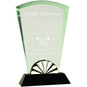 9" Fan Horizon Glass Award with Black Base