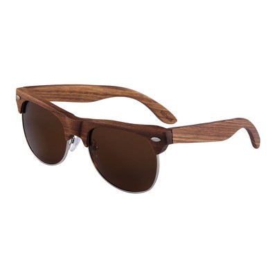 Cherry Wood Sunglasses - Brown Mirror Polarized Lenses - Cherry Duwood Frames