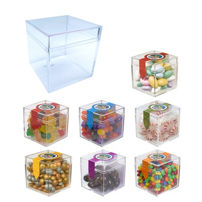 Cube Shaped Acrylic Container With Candy