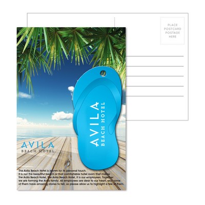 Post Card With Full-Color Blue Flip Flop Luggage Tag