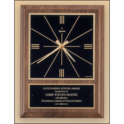 American Walnut Vertical Quartz Wall Clock w/Square Face (8"x 10")