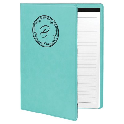 Portfolio with Notepad, Teal Faux Leather, 7" x 9"