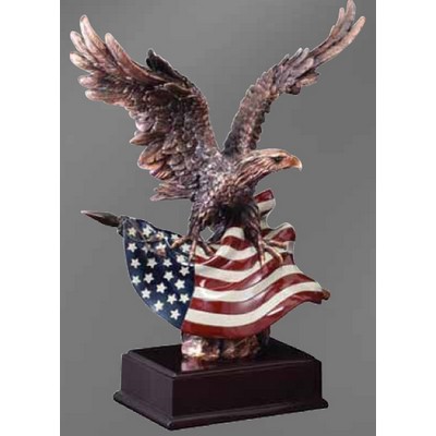 Bronze Eagle w/Flag Gallery Resin Statue