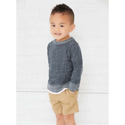 Rabbit Skins Toddler Crew Neck Pullover Harborside Mélange French Terry Sweatshirt w/Elbow Patches