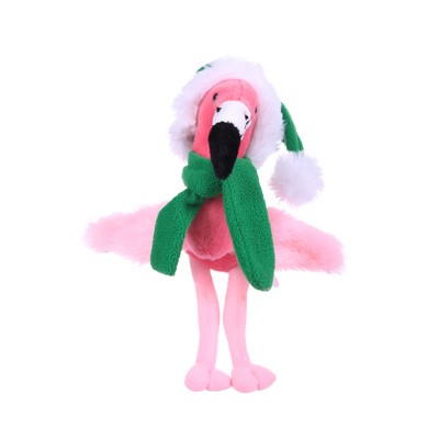 soft plush Flamingo with Christmas scarf &hat