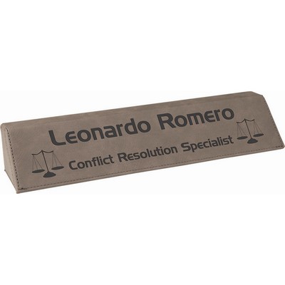 10 1/2" Gray Laser Engraved Leatherette Desk Wedge