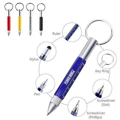 6 in 1 Metal Tool Pen w/Key Ring