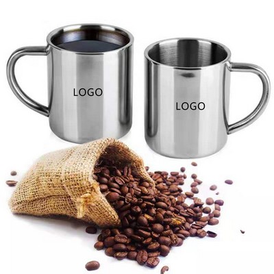 8Oz Double-Wall Stainless Steel Coffee Cup With Handle