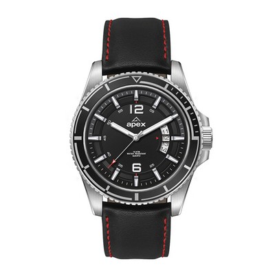 Wc5256 42.5mm Steel Silver Case, 3 Hand Mvmt, Black Dial, Dte Display, Bk Rotating Bezel, Leather St