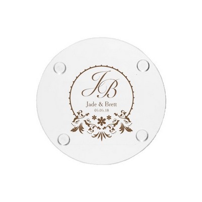 4" Round Glass Clear Coaster w/Custom Imprint