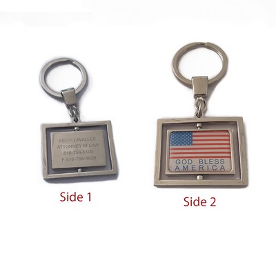 Custom Metal American Flag Keyring w/ Inside Spins Tag