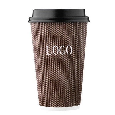 16oz Double Wall Insulated Ripple Paper Coffee Cup