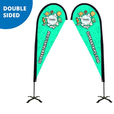 9' Teardrop Flag - Double Sided w/Black X Base (Medium)