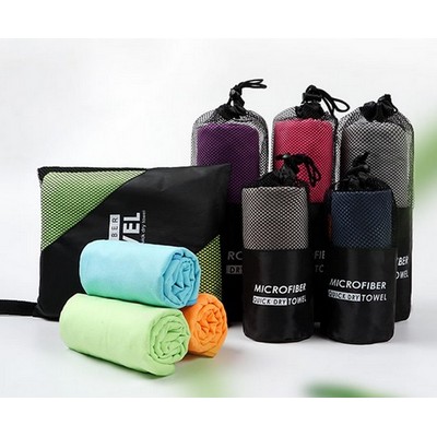 Microfiber Double-sided Velvet Sports Towel w/ Pouch