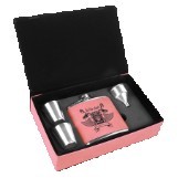 6 Oz. Pink Leatherette Flask Gift Set