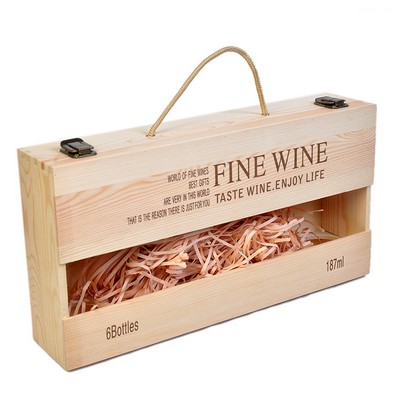 187ML 6 bottle Wooden Wine Gift Box