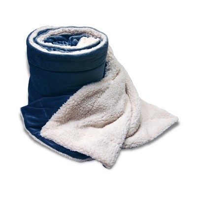 Mink Sherpa Blanket Oversized Navy (60"X 72")