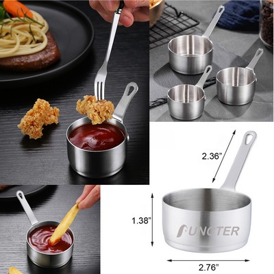 4 Oz 304 Stainless Steel Mini Dipping Sauce Cups Sauce Dish Sauce Pan With Handle - Silver