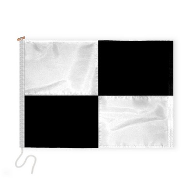 2.5'x3.3' 1ply Nylon Black and White Beach Safety Flag includes Sleeve with Rope & Toggle – Sewn