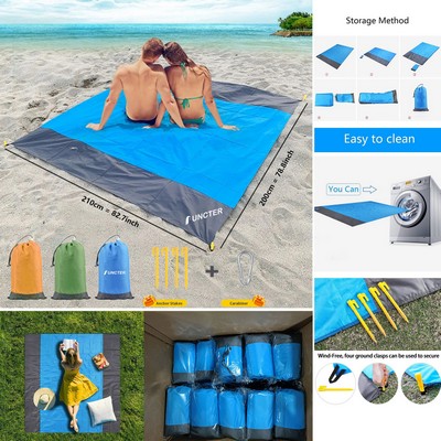 78.8 x 82.74 inch Large Waterproof Beach Mat Travel Pocket Blanket