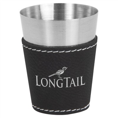 2 oz. Black/Silver Leatherette & Stainless Steel Shot Glass