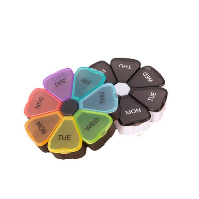 Petal Shaped 7 Compartments Plastic Pill Box