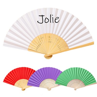 Multicolor Bamboo Folding Paper Fan