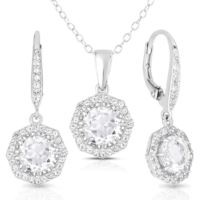 Jilco Inc. White Topaz Earring & Necklace Set