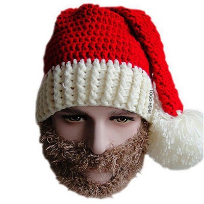 Knitted Beard Christmas Hat