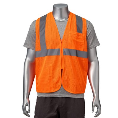 Hi Vis Class 2 - 3.8 Oz. Polyester Reflective Tape Safety Vest with Pocket