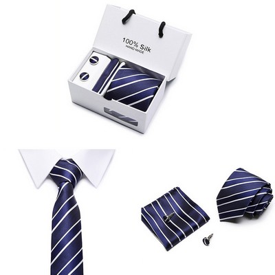 Men's Tie Set with Cufflinks and Handkerchief