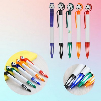 Click Action Retractable Plastic Soccer Shape Head Ballpoint Pen