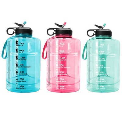 2.2 L Plastic Motivational Sport Water Bottle with Straw Lid