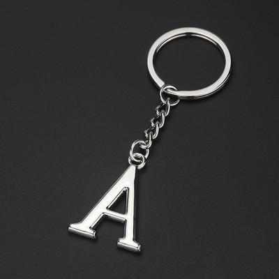 Silver Letter A Keychain Initial Keychain