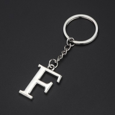 Silver Letter F Keychain Initial Keychain