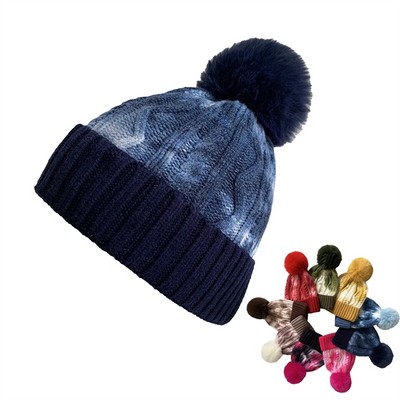 Tie Dye Beanie Hats Winter Knit Caps Headwear