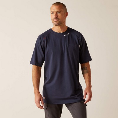 Ariat® FR Base Layer Men's Short Sleeve Navy Blue T-Shirt