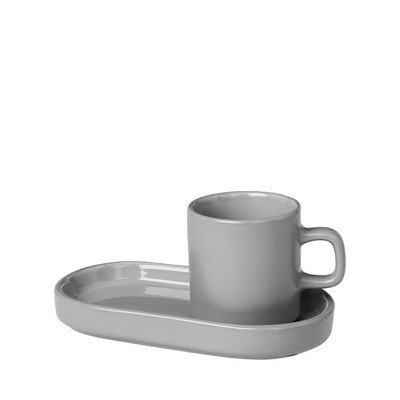 blomus Pilar Gray Espresso Cups w/Tray (Set Of 2)