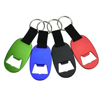 Oval Bottle Opener Keychain w/ Strap