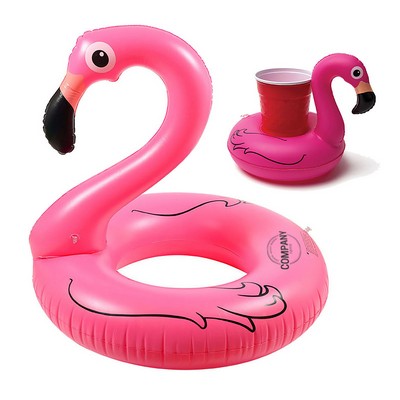 Large Flamingo Inflatable Pool Floats And Cup Holder Set