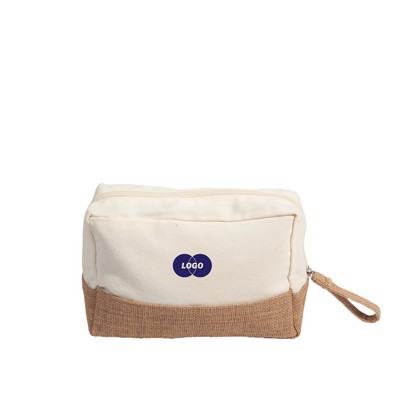 Jute-Trim Toiletry Bag