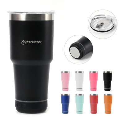 30 Oz Stainless Steel Vacuum Insulated Tumbler With Straw Built-in Wireless Speaker