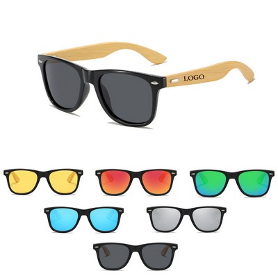 Bamboo Wood Arms Sunglasses For Women Men